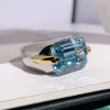 14ct Emerald Cut Aquamarine Vintage Cocktail Ring