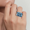 14ct Emerald Cut Aquamarine Vintage Cocktail Ring