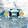 14ct Emerald Cut Aquamarine Vintage Cocktail Ring