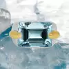 14ct Emerald Cut Aquamarine Vintage Cocktail Ring