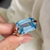 14ct Emerald Cut Aquamarine Vintage Cocktail Ring