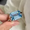 14ct Emerald Cut Aquamarine Vintage Cocktail Ring