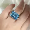 14ct Emerald Cut Aquamarine Vintage Cocktail Ring