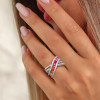 Pincess Cut Multicolor Sapphire Rainbow Cocktail Ring