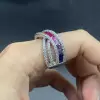 Pincess Cut Multicolor Sapphire Rainbow Cocktail Ring