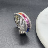 Pincess Cut Multicolor Sapphire Rainbow Cocktail Ring