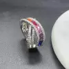 Pincess Cut Multicolor Sapphire Rainbow Cocktail Ring