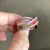 Pincess Cut Multicolor Sapphire Rainbow Cocktail Ring