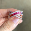 Pincess Cut Multicolor Sapphire Rainbow Cocktail Ring