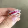 Pincess Cut Multicolor Sapphire Rainbow Cocktail Ring