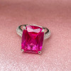12ct Cushion Cut Fuchsia Pink Sapphire Paved Cocktail Ring