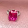 12ct Cushion Cut Fuchsia Pink Sapphire Paved Cocktail Ring