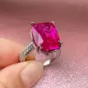 12ct Cushion Cut Fuchsia Pink Sapphire Paved Cocktail Ring