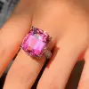 12ct Cushion Cut Fuchsia Pink Sapphire Paved Cocktail Ring