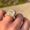 5.6ct Cushion Cut Yellow Sapphire Paved Engagement Ring