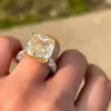 5.6ct Cushion Cut Yellow Sapphire Paved Engagement Ring