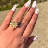 5.6ct Cushion Cut Yellow Sapphire Paved Engagement Ring
