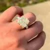 5.6ct Cushion Cut Yellow Sapphire Paved Engagement Ring