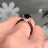 3ct Pear Cut Black Sapphire Three Sided Band Engagement Ring