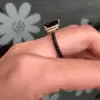 3ct Pear Cut Black Sapphire Three Sided Band Engagement Ring