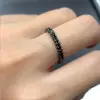 Round Cut Black Sapphire Three Sided Wedding Band