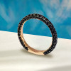 Round Cut Black Sapphire Three Sided Wedding Band