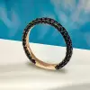 Round Cut Black Sapphire Three Sided Wedding Band