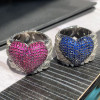 Sapphire Paved Angel Wing Heart Cocktail Ring