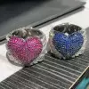 Sapphire Paved Angel Wing Heart Cocktail Ring