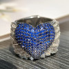Sapphire Paved Angel Wing Heart Cocktail Ring