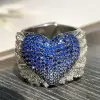 Sapphire Paved Angel Wing Heart Cocktail Ring