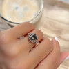 4ct Emerald Cut Black Sapphire Halo Engagement Ring
