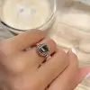 4ct Emerald Cut Black Sapphire Halo Engagement Ring