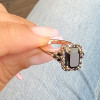 4ct Emerald Cut Black Sapphire Halo Engagement Ring