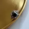4ct Emerald Cut Black Sapphire Halo Engagement Ring