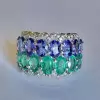 8ctw Oval Cut Emerald and Tanzanite Sapphire Cocktail Ring