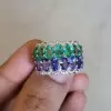 8ctw Oval Cut Emerald and Tanzanite Sapphire Cocktail Ring