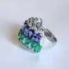 8ctw Oval Cut Emerald and Tanzanite Sapphire Cocktail Ring