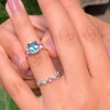 6ct Emerald Cut Aquamarine Multicolor Sapphire Wedding Ring Set