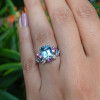 6ct Emerald Cut Aquamarine Multicolor Sapphire Wedding Ring Set