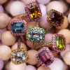 5ct Emerald Cut Multicolor Sapphire Halo Cocktail Ring