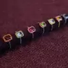 5ct Emerald Cut Multicolor Sapphire Halo Cocktail Ring