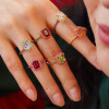 5ct Emerald Cut Multicolor Sapphire Halo Cocktail Ring