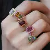 5ct Emerald Cut Multicolor Sapphire Halo Cocktail Ring