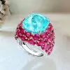 12ct Cushion Cut Paraiba Tourmaline and Ruby Cocktail Ring