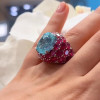 12ct Cushion Cut Paraiba Tourmaline and Ruby Cocktail Ring