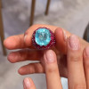 12ct Cushion Cut Paraiba Tourmaline and Ruby Cocktail Ring