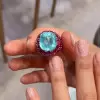 12ct Cushion Cut Paraiba Tourmaline and Ruby Cocktail Ring