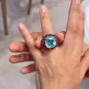 12ct Cushion Cut Paraiba Tourmaline and Ruby Cocktail Ring