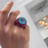 12ct Cushion Cut Paraiba Tourmaline and Ruby Cocktail Ring
